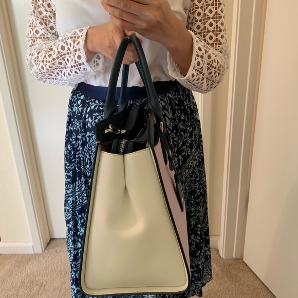 KATE SPADE LARGE SATCHEL LAVENDER NAVY CAMERON - Picture 3 of 8